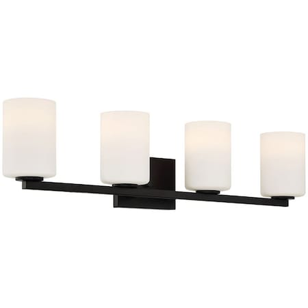Access Lighting Sienna, 4 Light Vanity, Matte Black Finish, Opal Glass 62624-MBL/OPL